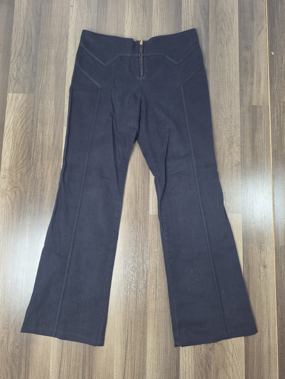 Tory Burch Stretch Cotton Flared Pants Front Zip Western Boho Retro Designer. 8